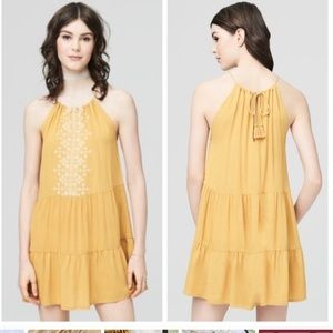 Embroidered Keyhole back Halter Dress